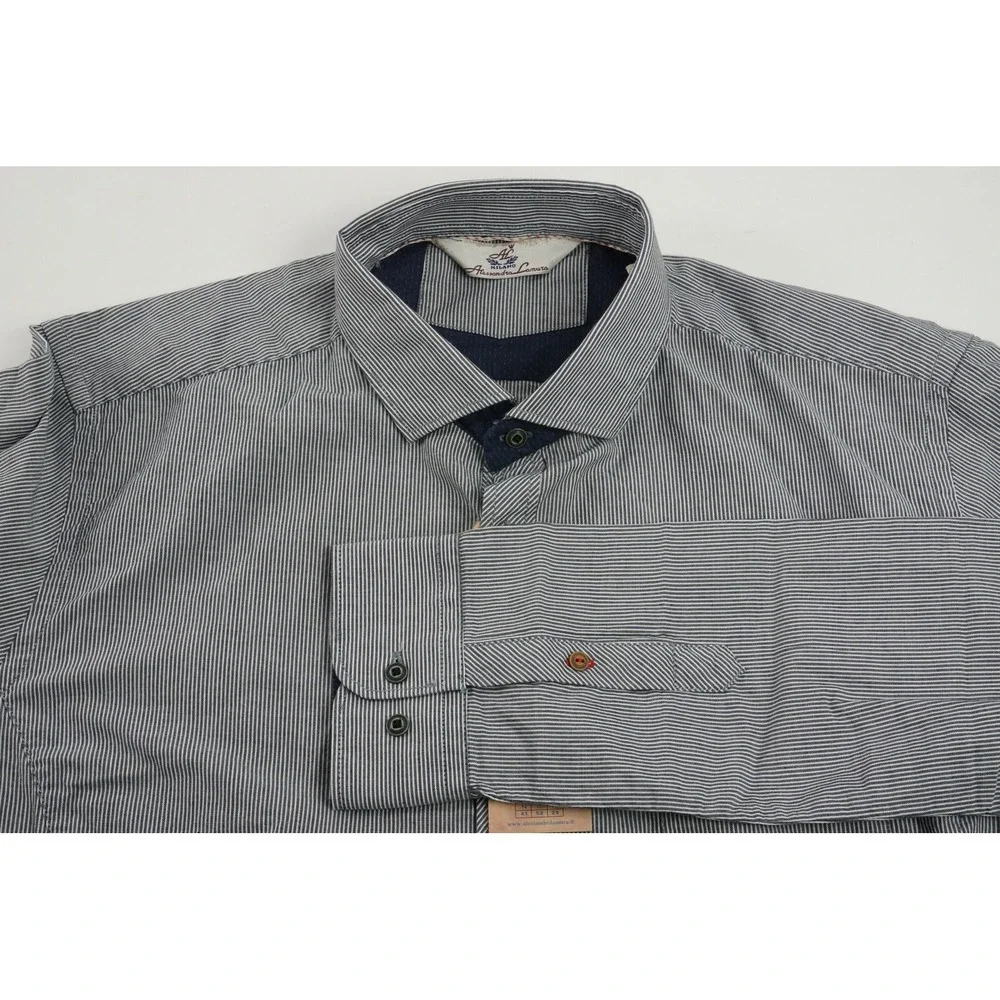 New Alessandro Lamura Men's XL Long Sleeve Oxford Cotton Striped Button Up Shirt